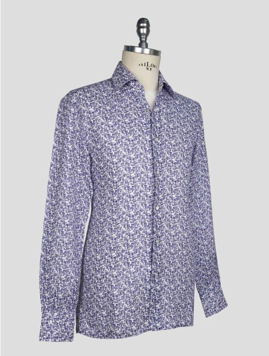 Kiton Blue White Linen Shirt 2