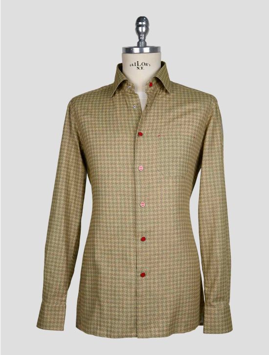 Kiton Green Cotton Shirt 1