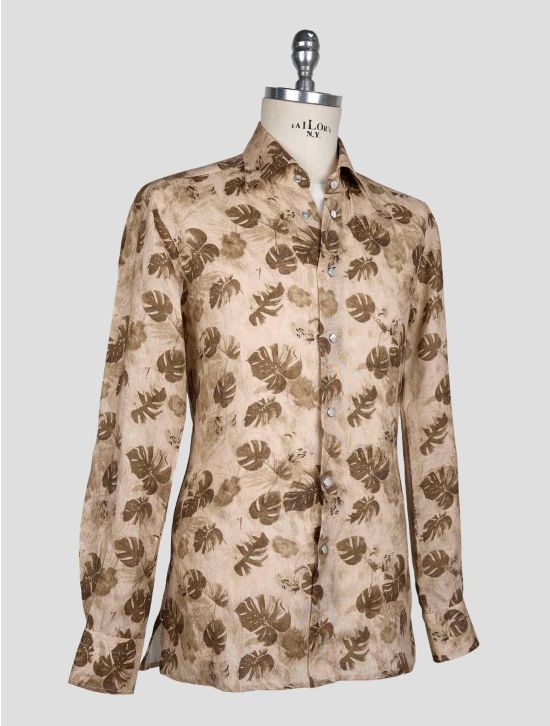 Kiton Beige Brown Linen Shirt 2