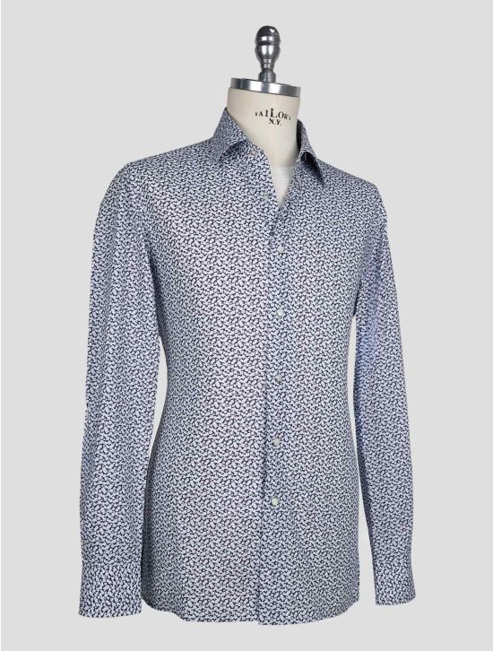 Kiton White Blue Cotton Shirt 2