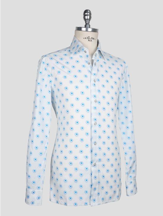 Kiton White Blue Cotton Shirt 2