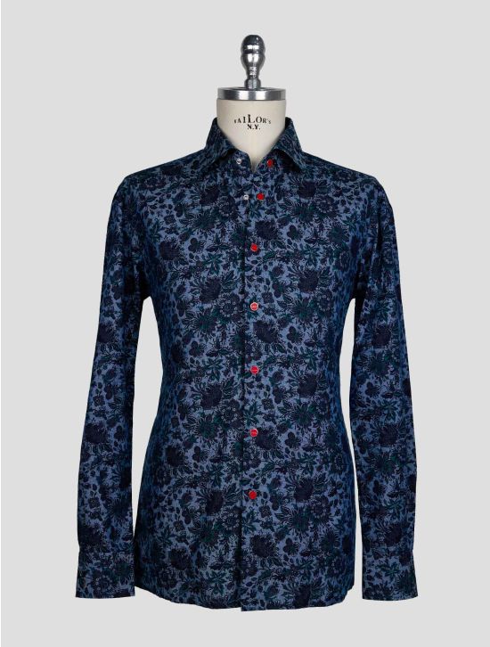 Kiton Blue Green Cotton Shirt 1