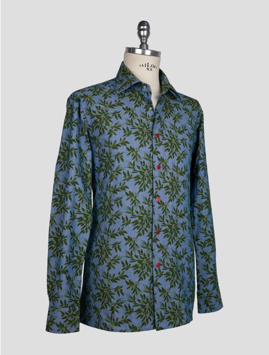 Kiton Light Blue Green Cotton Shirt 2