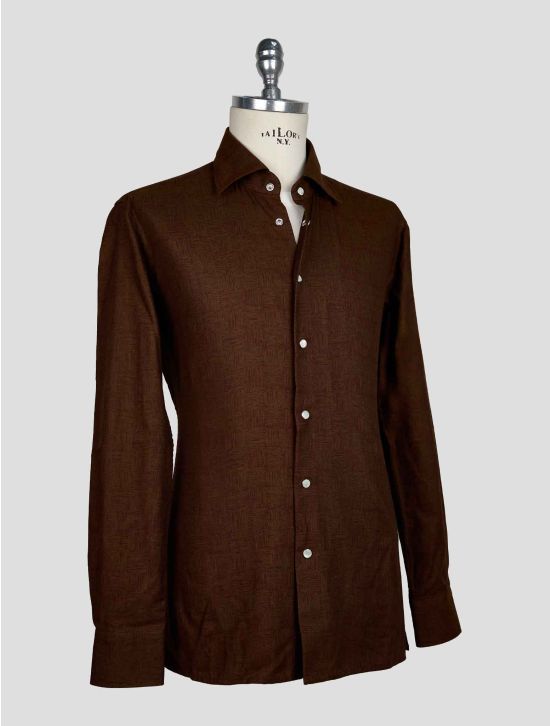 KITON BROWN COTTON SHIRT 2