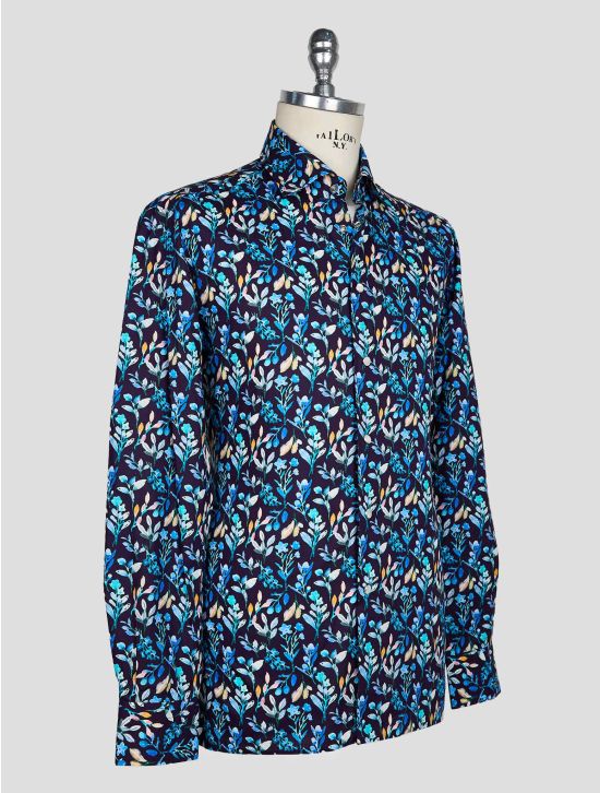 KITON MULTICOLOR BLUE COTTON SHIRT 2