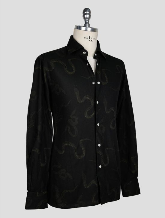 KITON BLACK GREEN COTTON SHIRT 2