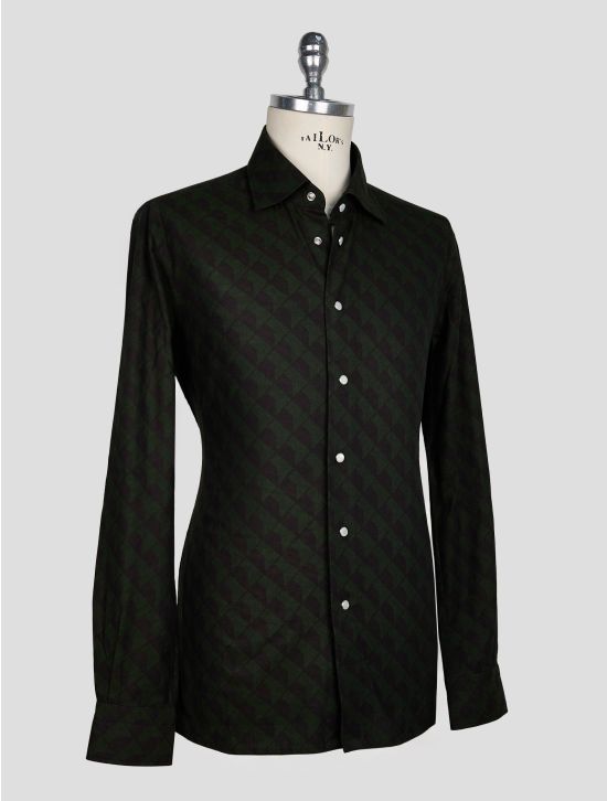 KITON BLACK GREEN COTTON SHIRT 2