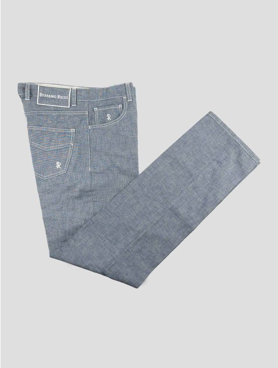 Stefano Ricci Blue White Cotton Pants 1