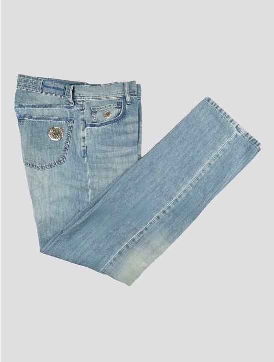 Stefano Ricci Light Blue Cotton Linen Jeans 1