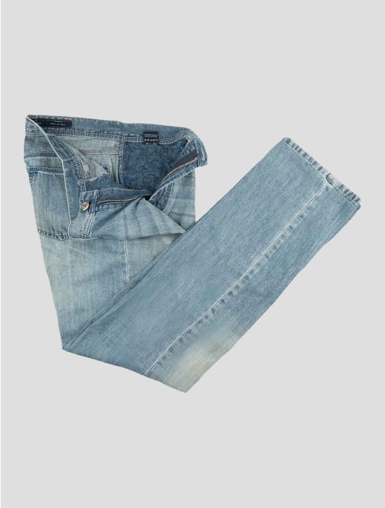 Stefano Ricci Light Blue Cotton Linen Jeans 2