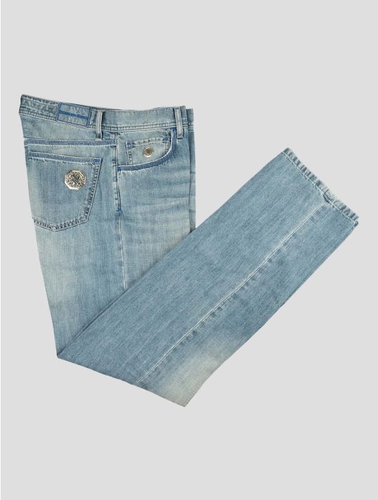 Stefano Ricci Light Blue Cotton Linen Jeans 1