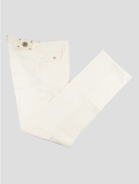 Stefano Ricci White Cotton Ea Leather Ostrich Jeans 1