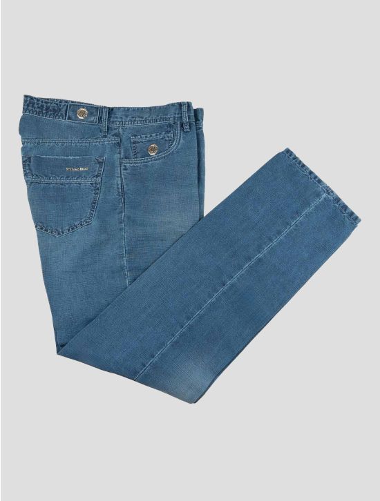 Stefano Ricci Blue Cotton Linen Jeans 1