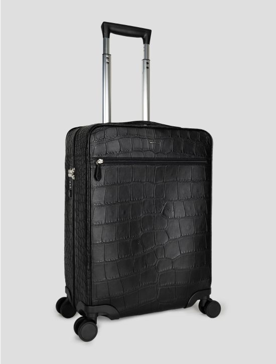 Kiton Black Leather Crocodile Trolley 2