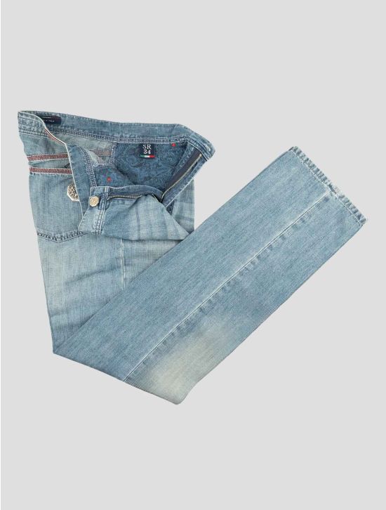 Stefano Ricci Blue Cotton Linen Jeans 2