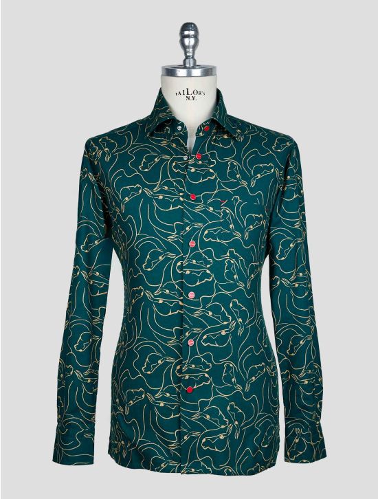 Kiton Green Beige Cotton Shirt 1
