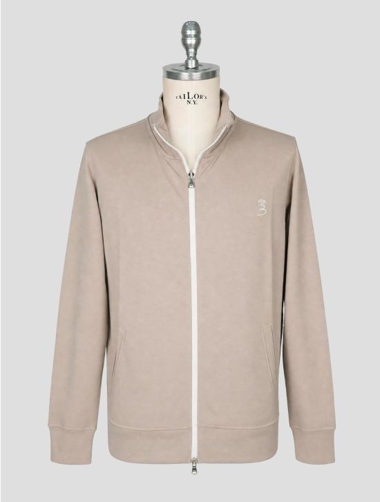 Barba Napoli Taupe Cotton Pa Sweater Full Zip 1