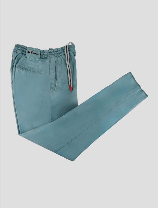 Kiton Light Blue Lycra Cotton Ea Pants 1