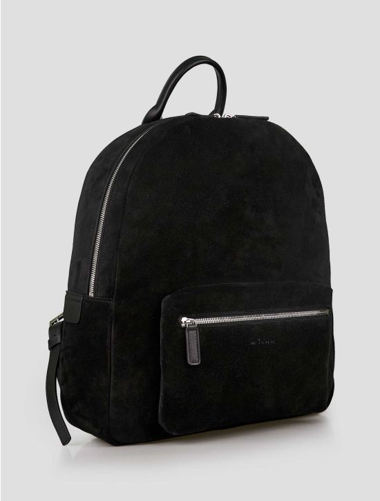 Kiton Black Leather Suede Backpack 2
