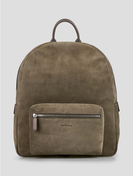Kiton Beige Leather Suede Backpack 1