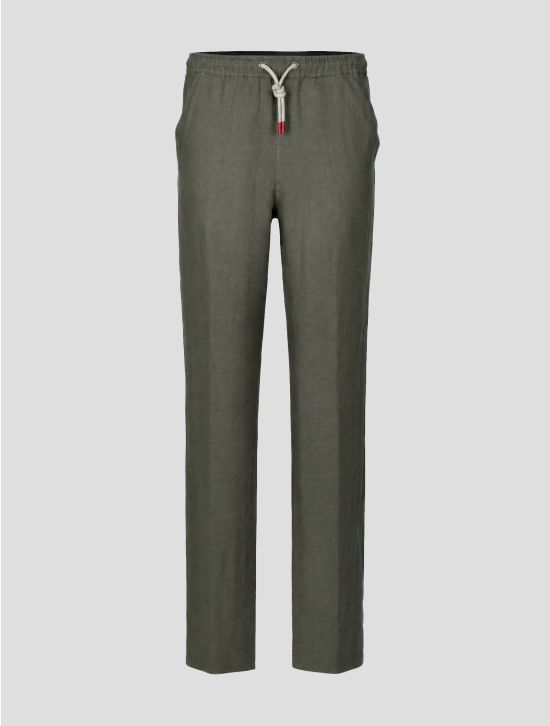 Kiton Light Green Linen Pants 1