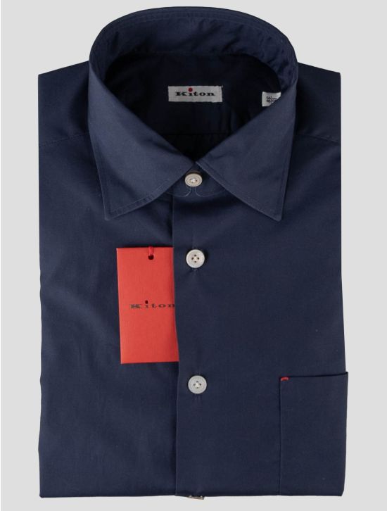 Kiton Blue Navy Cotton Shirt 1