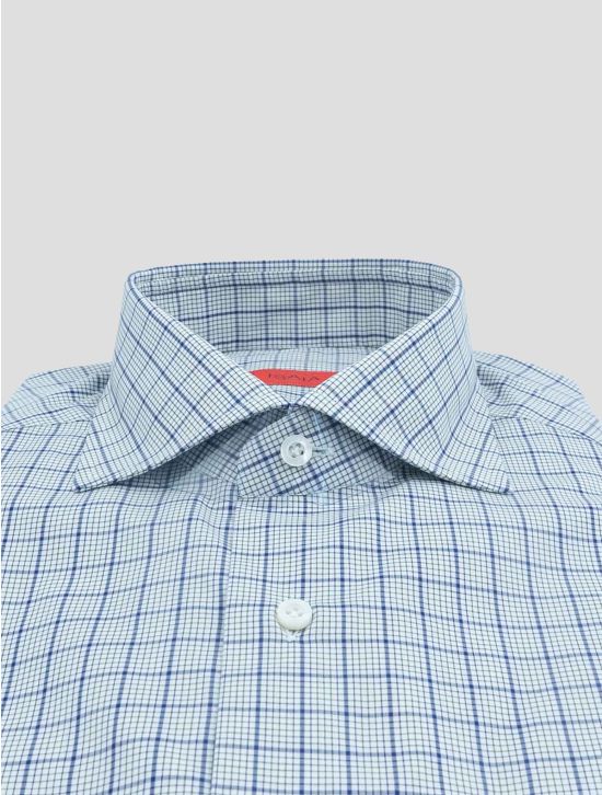 Isaia Blue White Cotton Shirt 2