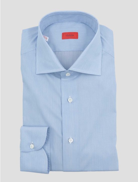 Isaia Light Blue  White  Cotton Shirt 1