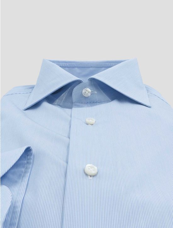 Isaia Light Blue  White  Cotton Shirt 2