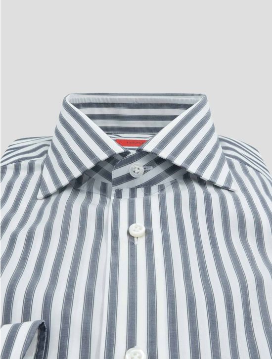 Isaia Gray White Cotton Shirt 2