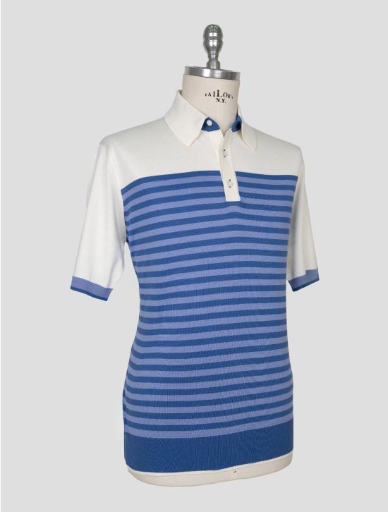 Stefano Ricci Blue White Silk Cotton Polo 2