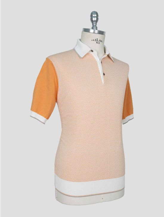 Stefano Ricci Orange White Silk Cotton Polo 2