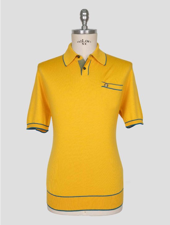 Stefano Ricci Yellow Blue Silk Cotton Polo 1