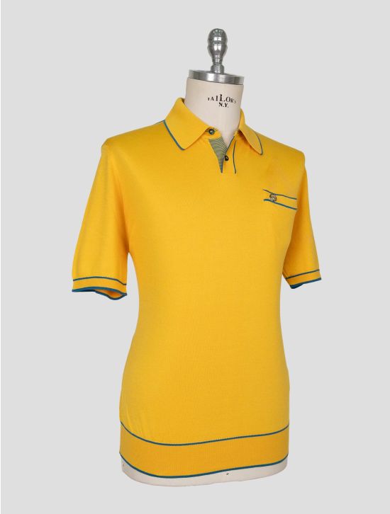 Stefano Ricci Yellow Blue Silk Cotton Polo 2