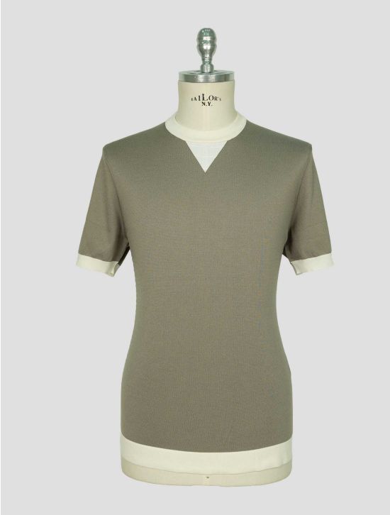 Stefano Ricci Gray White Silk Cotton Leather Crocodile T-Shirt 1