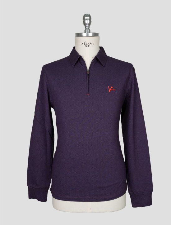 Isaia Purple Cotton Sweater Polo 1