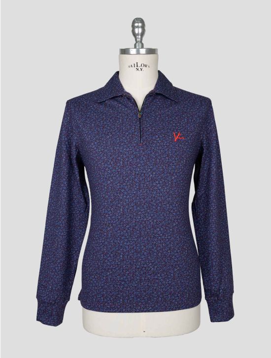 Isaia Burgundy Blue Cotton Sweater Polo 1