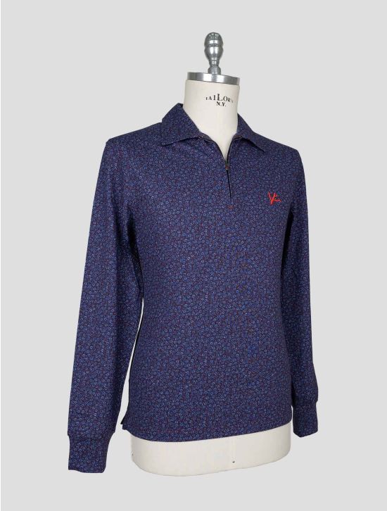Isaia Burgundy Blue Cotton Sweater Polo 2