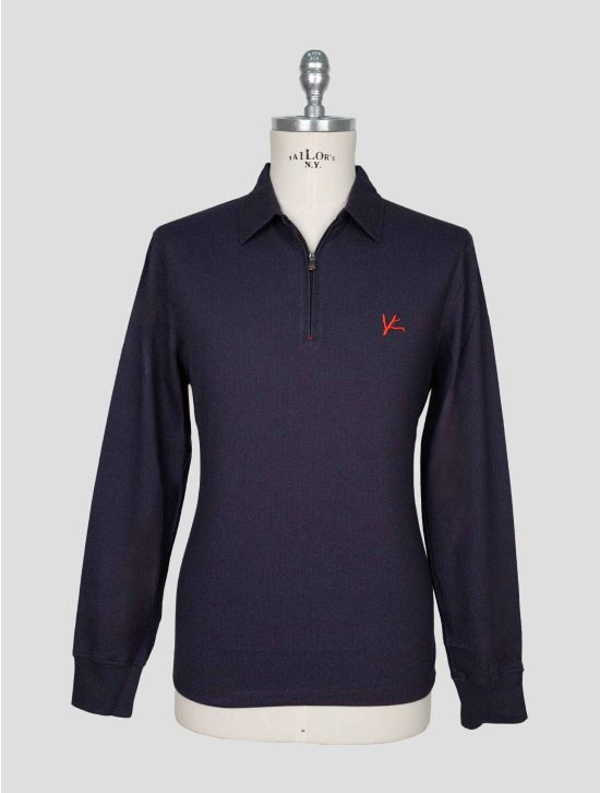 Isaia Blue Cotton Sweater Polo 1