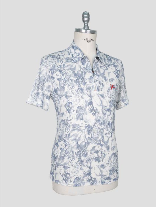 Isaia Blue White Linen Polo 2