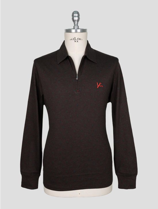 Isaia Brown Cotton Sweater Polo 1