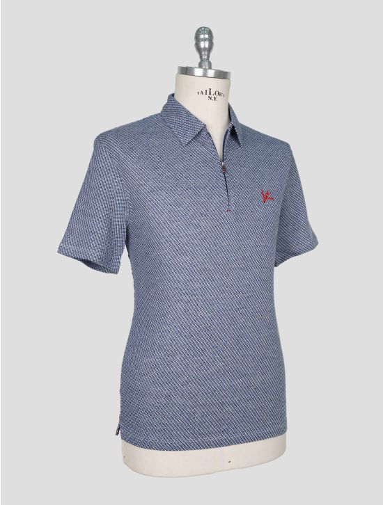 Isaia Blue White Cotton Linen Polo 2