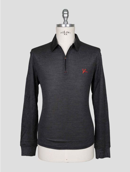 Isaia Dark Gray Silk Sweater Polo 1