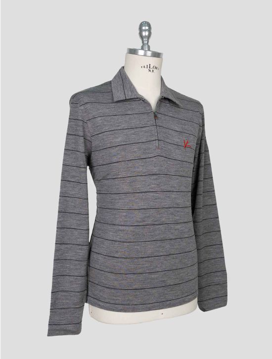 Isaia  Gray Wool Ea Sweater Polo 2
