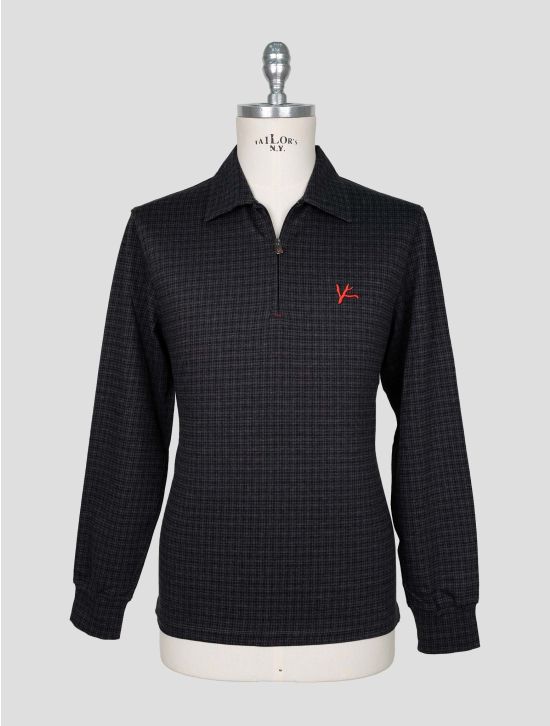 Isaia Dark Gray Cotton Sweater Polo 1