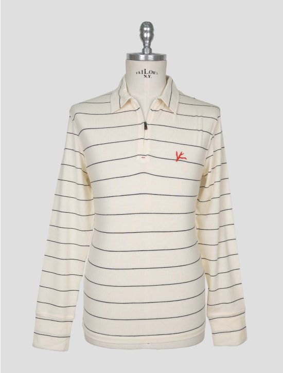 Isaia  Blue White Wool Ea Sweater Polo 1