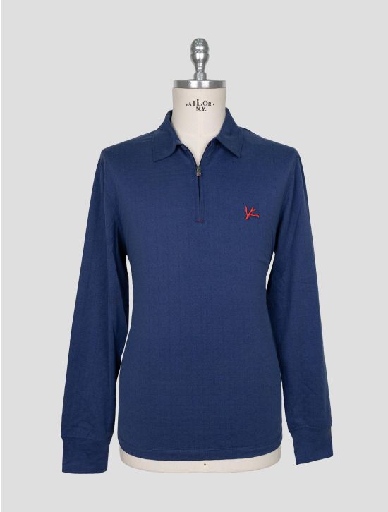 Isaia  Blue Silk Wool Sweater Polo 1