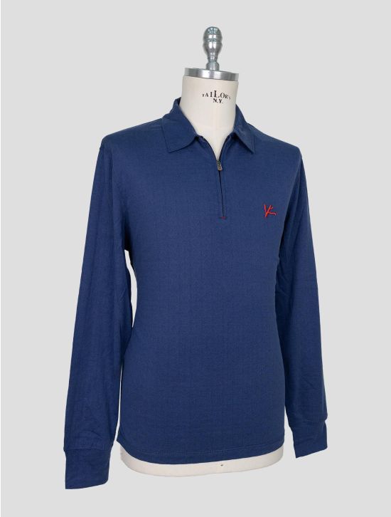 Isaia  Blue Silk Wool Sweater Polo 2