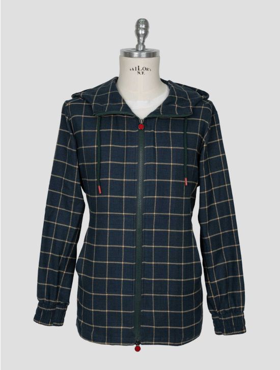 Kiton Green Brown Cotton Shirt Umbi 1