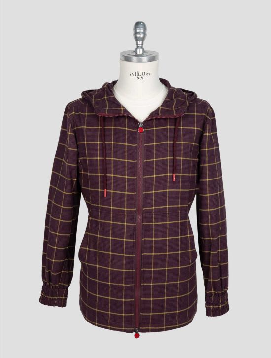 Kiton Burgundy Yellow Cotton Shirt Umbi 1